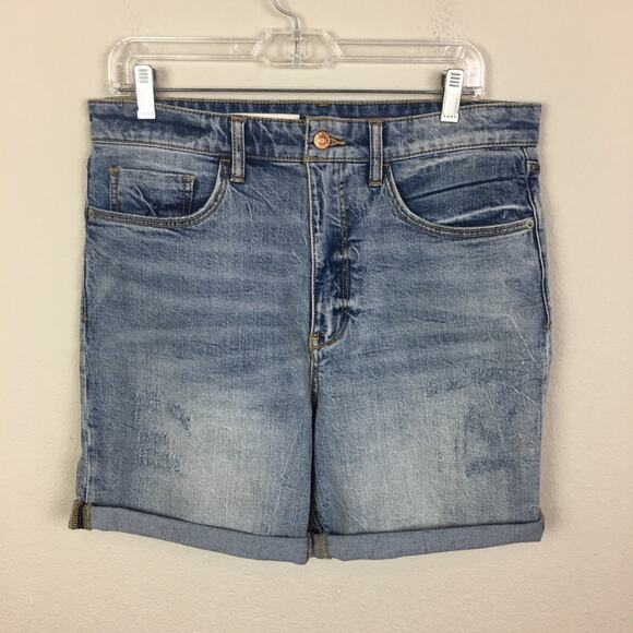 Pilcro & the Letterpress Blue High rise  Distressed Denim Shorts 28 - Picture 2 of 8